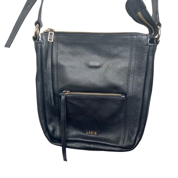 Lodis Stellene Black Pebbled Leather Timeless Practical Crossbody Bag Purse - Picture 5 of 16